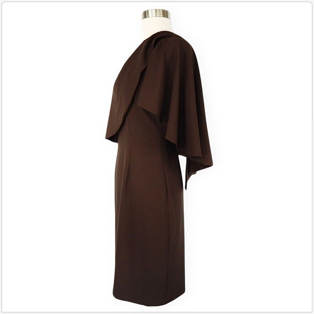 Black Halo Gracie Twig Dark Brown Cape Shoulder Dress Rare Bodycon NWT New 6 - Picture 4 of 6